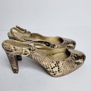 Tahari snake print platform slingback Heels Size 7M